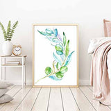 Green Leaves Plant Wall Watercolor Art Prints Canvas Poster