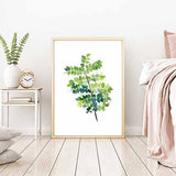 Green Leaves Plant Wall Watercolor Art Prints Canvas Poster