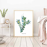 Green Leaves Plant Wall Watercolor Art Prints Canvas Poster