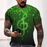 3D Graphic Prints Musical Note Design Men's T-Shirt Short Sleeve Tops