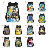 Black Anime Cartoon Pokemon Casual Backpack Oxford School Bags