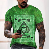 3D Graphic Prints Poker Skeleton Design Men's T-Shirt Short Sleeve Tops