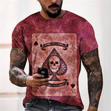 3D Graphic Prints Poker Skeleton Design Men's T-Shirt Short Sleeve Tops