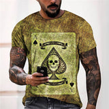 3D Graphic Prints Poker Skeleton Design Men's T-Shirt Short Sleeve Tops