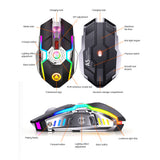 Rechargeable Wireless Gaming Mouse 2.4GHz 1600DPI Silent Optical Mice