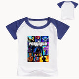 Summer Cotton Kids T-shirts Game Fortnite Short Sleeve Casual Plain Color Top Tees
