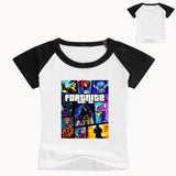 Summer Cotton Kids T-shirts Game Fortnite Short Sleeve Casual Plain Color Top Tees