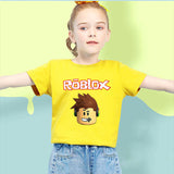 Summer Cotton Kids T-shirts Roblox Game Short Sleeve Casual Plain Color Tees