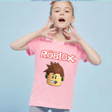 Summer Cotton Kids T-shirts Roblox Game Short Sleeve Casual Plain Color Tees