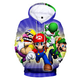 Super Mario Bros 3D Graphic Print Casual Hoodie Jumper - Unisex for Kids and Adults