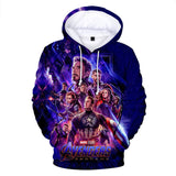 The Avengers Endgame All Super Heros Marvel Hoodies 3D Print Pullover Sweatshirt