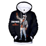 Unisex 3D Fortnite Marshmello Long Sleeve Black Hoodie for Kids Youth Adult