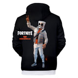 Unisex 3D Fortnite Marshmello Long Sleeve Black Hoodie for Kids Youth Adult