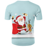 Christmas Santa Claus T-shirts Sports Summer Top Tees for Kids Adults Xmas Gift