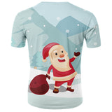 Christmas Santa Claus T-shirts Sports Summer Top Tees for Kids Adults Xmas Gift