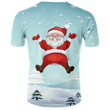 Christmas Santa Claus T-shirts Sports Summer Top Tees for Kids Adults Xmas Gift