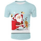Christmas Santa Claus T-shirts Sports Summer Top Tees for Kids Adults Xmas Gift