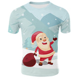 Christmas Santa Claus T-shirts Sports Summer Top Tees for Kids Adults Xmas Gift