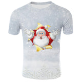 Christmas Santa Claus T-shirts Sports Summer Top Tees for Kids Adults Xmas Gift