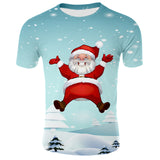 Christmas Santa Claus T-shirts Sports Summer Top Tees for Kids Adults Xmas Gift