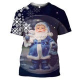 Christmas Santa Claus T-shirts Sports Summer Top Tees for Kids Adults Xmas Gift