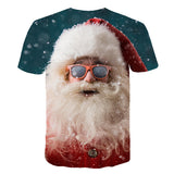 Christmas Santa Claus T-shirts Sports Summer Top Tees for Kids Adults Xmas Gift