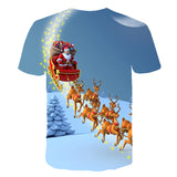 Christmas Santa Claus T-shirts Sports Summer Top Tees for Kids Adults Xmas Gift