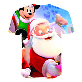 Christmas Santa Claus T-shirts Sports Summer Top Tees for Kids Adults Xmas Gift