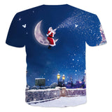 Christmas Santa Claus T-shirts Sports Summer Top Tees for Kids Adults Xmas Gift