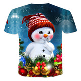 Christmas Santa Claus T-shirts Sports Summer Top Tees for Kids Adults Xmas Gift