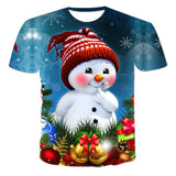 Christmas Santa Claus T-shirts Sports Summer Top Tees for Kids Adults Xmas Gift