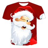 Christmas Santa Claus T-shirts Sports Summer Top Tees for Kids Adults Xmas Gift
