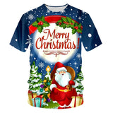 Christmas Santa Claus T-shirts Sports Summer Top Tees for Kids Adults Xmas Gift