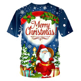 Christmas Santa Claus T-shirts Sports Summer Top Tees for Kids Adults Xmas Gift