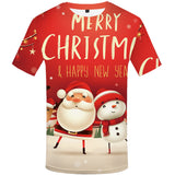 Christmas Santa Claus T-shirts Sports Summer Top Tees for Kids Adults Xmas Gift