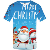 Christmas Santa Claus T-shirts Sports Summer Top Tees for Kids Adults Xmas Gift