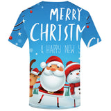 Christmas Santa Claus T-shirts Sports Summer Top Tees for Kids Adults Xmas Gift