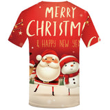 Christmas Santa Claus T-shirts Sports Summer Top Tees for Kids Adults Xmas Gift
