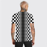 3D Graphic Prints Black White Square Design Men's T-Shirt Short Sleeve Tops