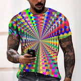 3D Graphic Prints Optical Illusion Colorful Design Men's T-Shirt Short Sleeve Tops