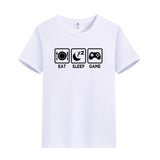 Unisex Funny T-Shirt Eat Sleep Game Graphic Novelty Summer Tee