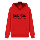 Funny Humor Print Hoodie Eat Sleep Game Hooded Sweatshirt