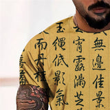 3D Graphic Prints Chinese Font Design Men's T-Shirt Short Sleeve Tops