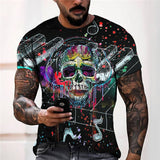 3D Graphic Prints Skeleton Design Men's T-Shirt Short Sleeve Tops