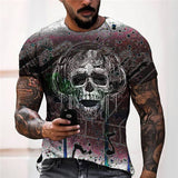 3D Graphic Prints Skeleton Design Men's T-Shirt Short Sleeve Tops