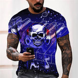 3D Graphic Prints Skeleton Design Men's T-Shirt Short Sleeve Tops