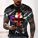 3D Graphic Prints Skeleton Design Men's T-Shirt Short Sleeve Tops
