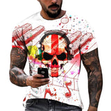 3D Graphic Prints Skeleton Design Men's T-Shirt Short Sleeve Tops