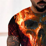 3D Graphic Prints Skull Flame Design Men's T-Shirt Short Sleeve Tops