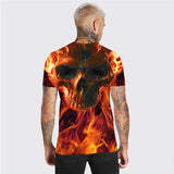 3D Graphic Prints Skull Flame Design Men's T-Shirt Short Sleeve Tops